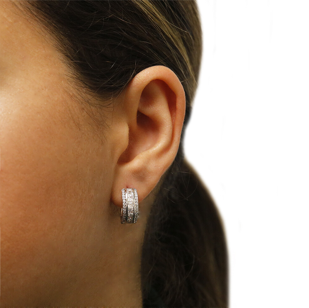 925 Sterling Silver CZ Cubic Huggie Hoop Small Earrings Men Women – Gift
