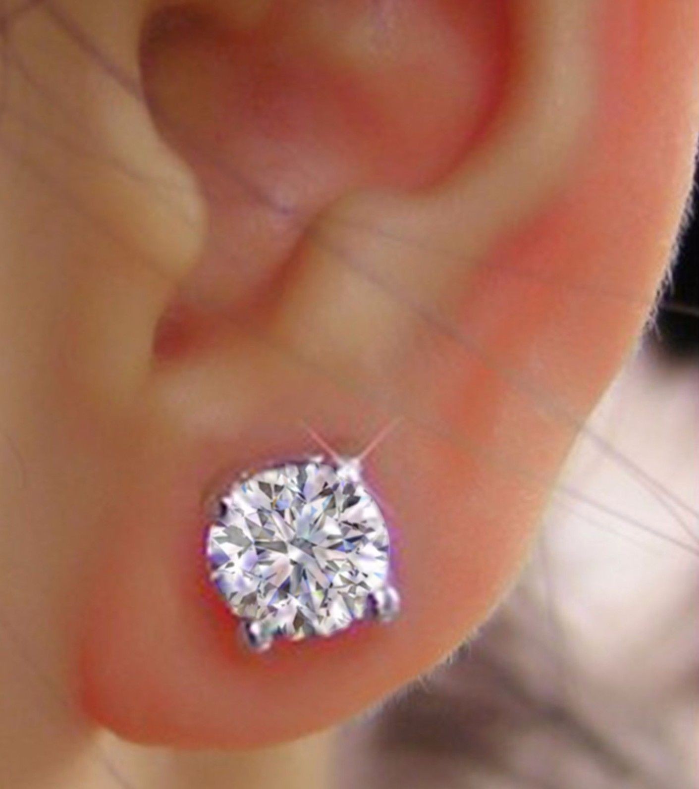 2.00 Ct Round Cut Simulated Diamond Pair Women Stud 925 Sterling Silver Earring