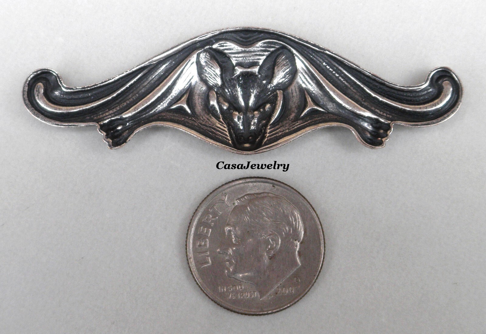 #2160 SMALL ANTIQUED STERLING SILVER PLATED BAT COMPONENT – 1 Pc