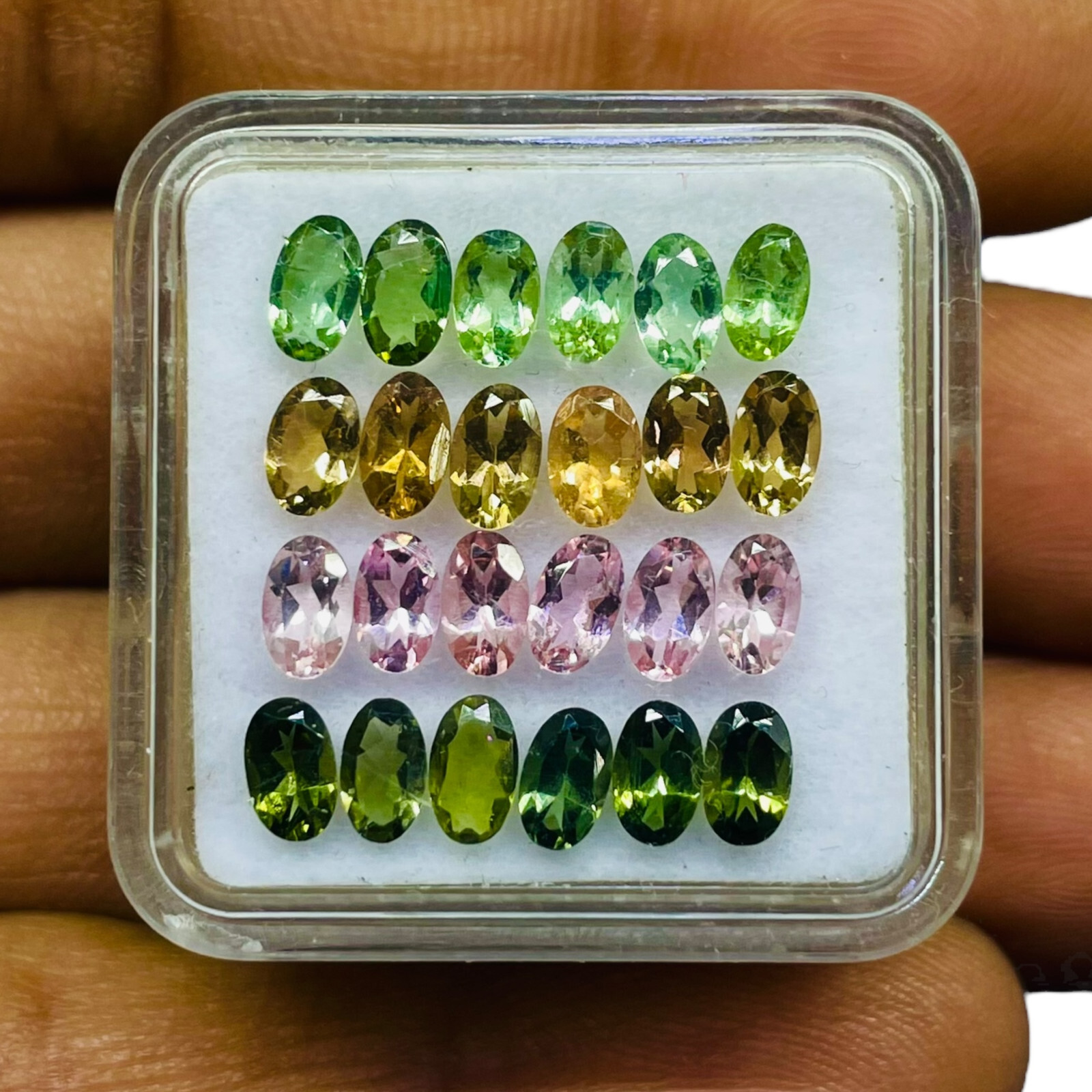 VVS 24 Pcs Natural Multi Tourmaline 5x3mm Oval Cut Loose Untreated Gemstones Lot