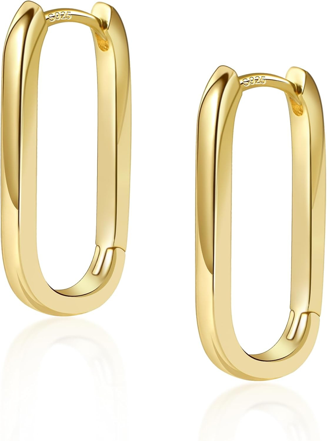 Silver Hoop Earrings for Women Trendy Small Square Hypoallergenic 14K Gold Plate