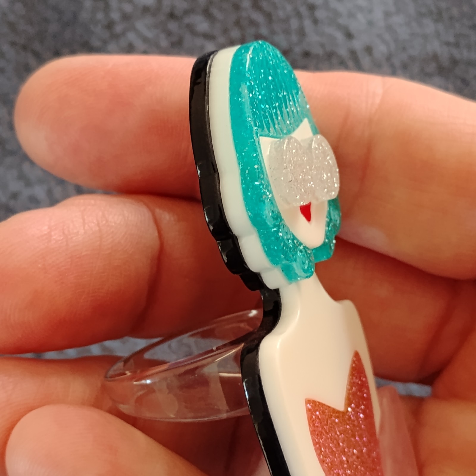 New Acrylic Ring Lady Blue Hair Sz 7.25 Plastic