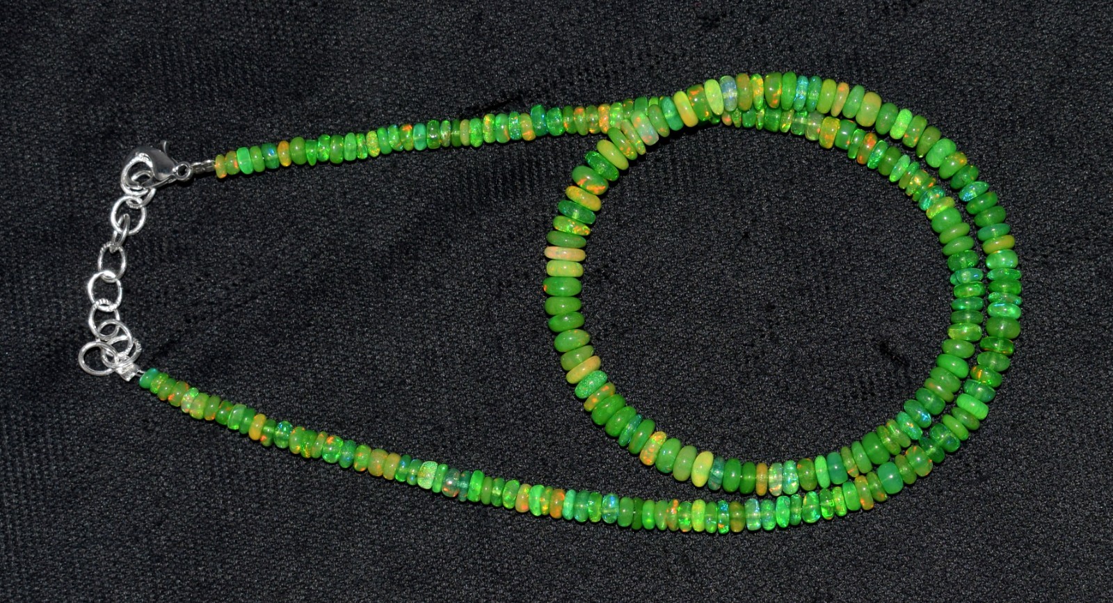 16”Natural Ethiopian Opal Wello Fire Opal Gemstone Bead Necklace AF701