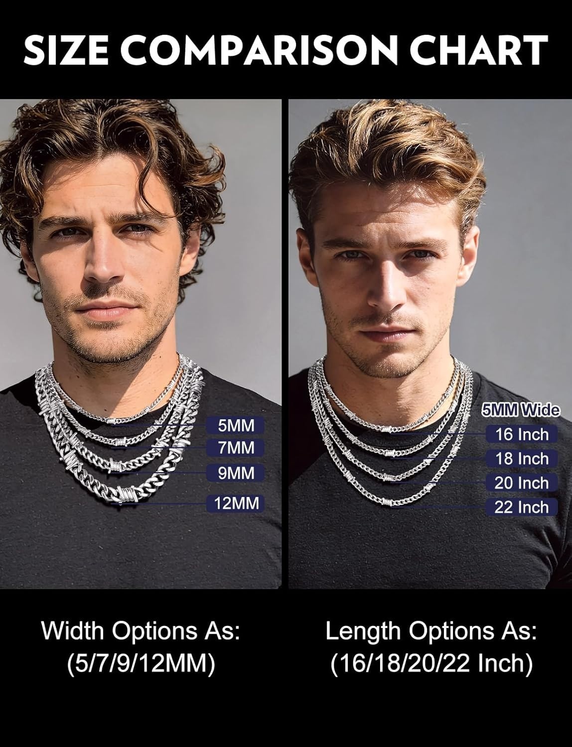 Barbed Wire Cuban Chain Necklace for Men and Women – Punk Style Gift Jewelry