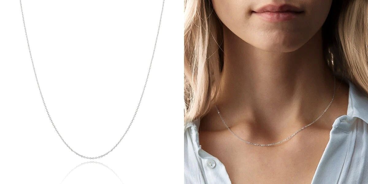 Italian Made 925 Sterling Silver 1MM Thin & Sturdy Cable Chain Necklace 16″-24″