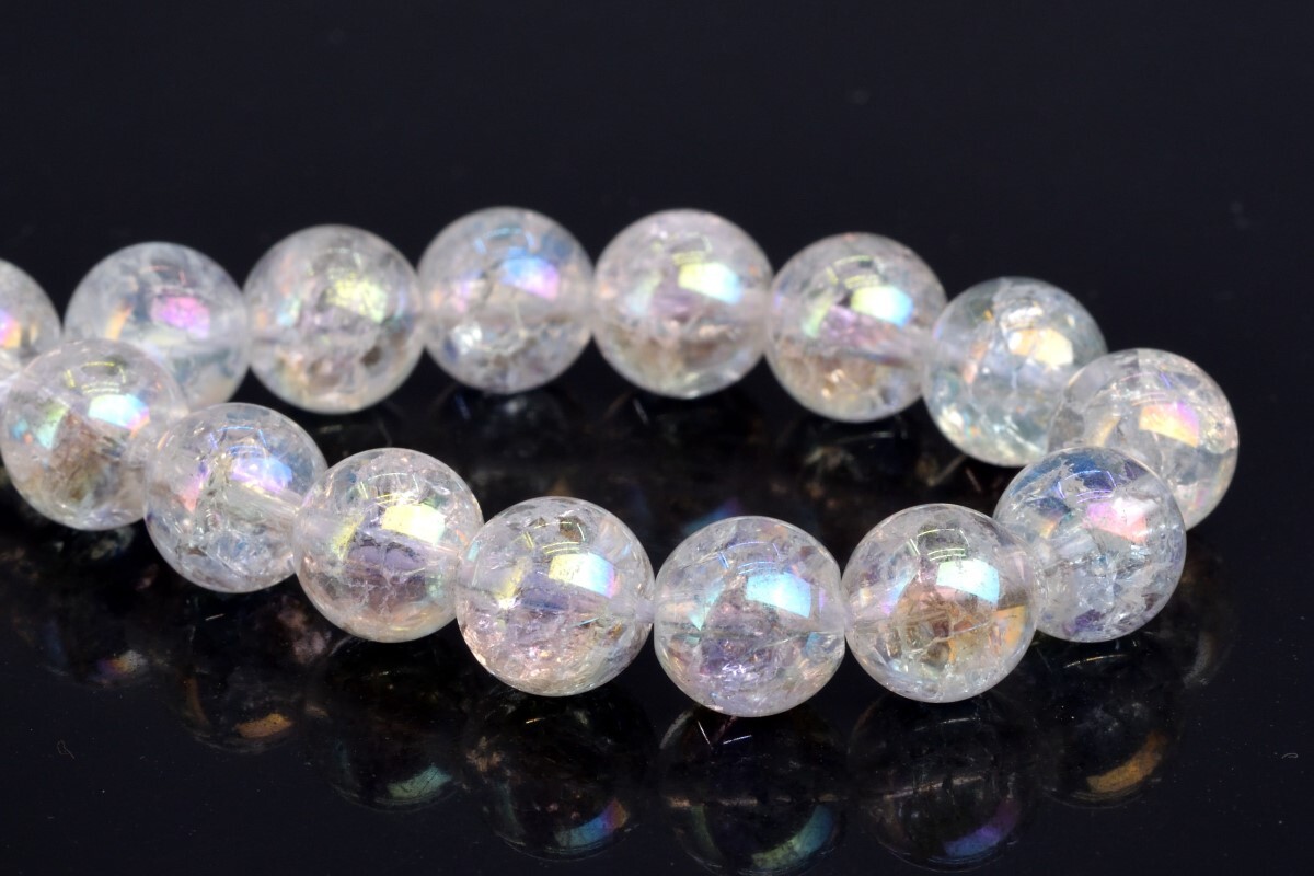 Rainbow Crystal Clear Quartz Crack Pattern Beads Round Loose Beads 6/8/10MM