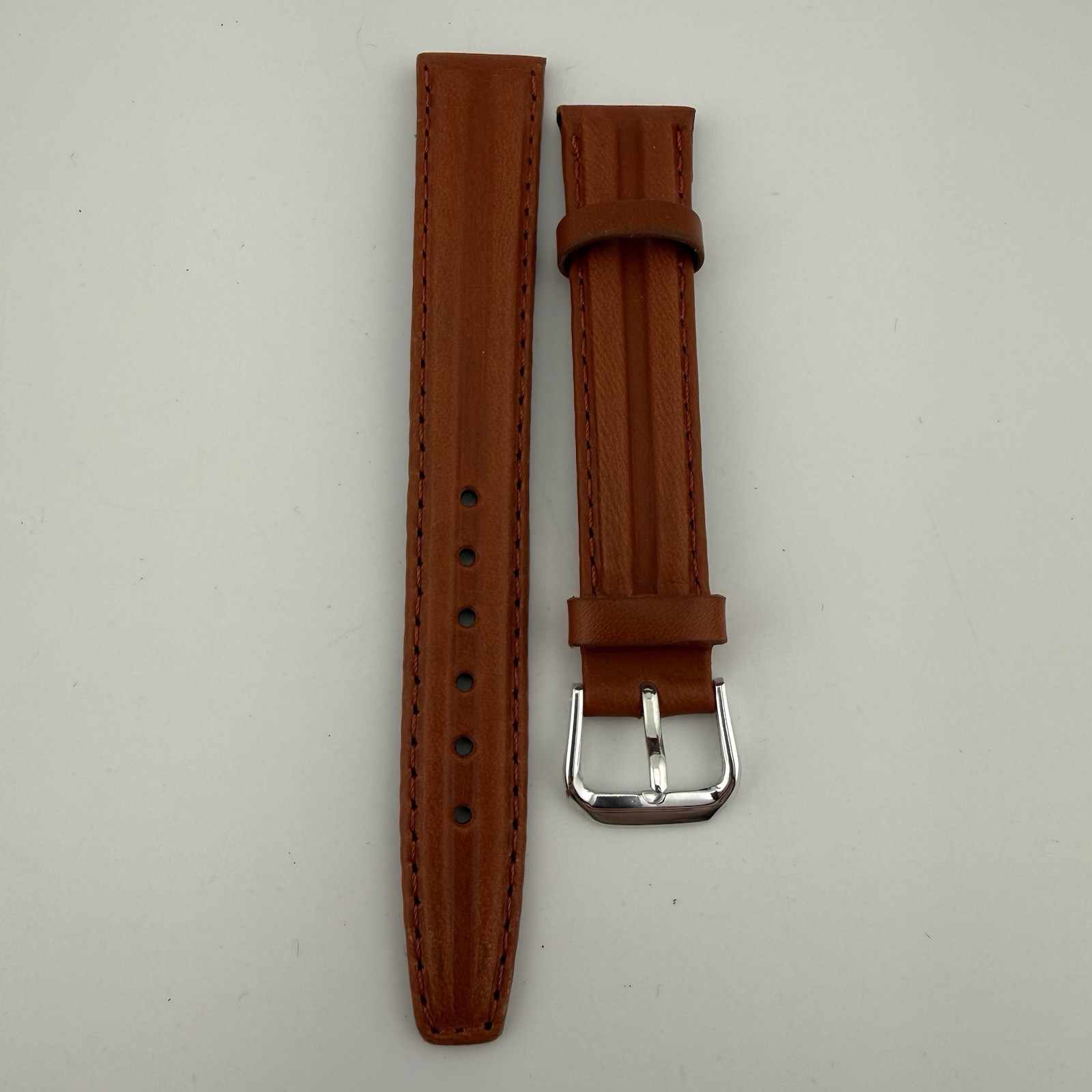 16mm Watch Band Brown Genuine Leather Stitched – lot of 5