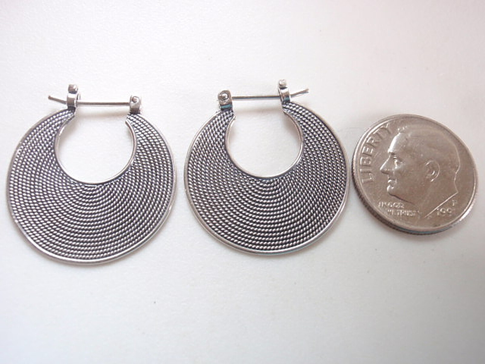 Multiple Concentric Circles Hoop Earrings 925 Sterling Silver Rope Style