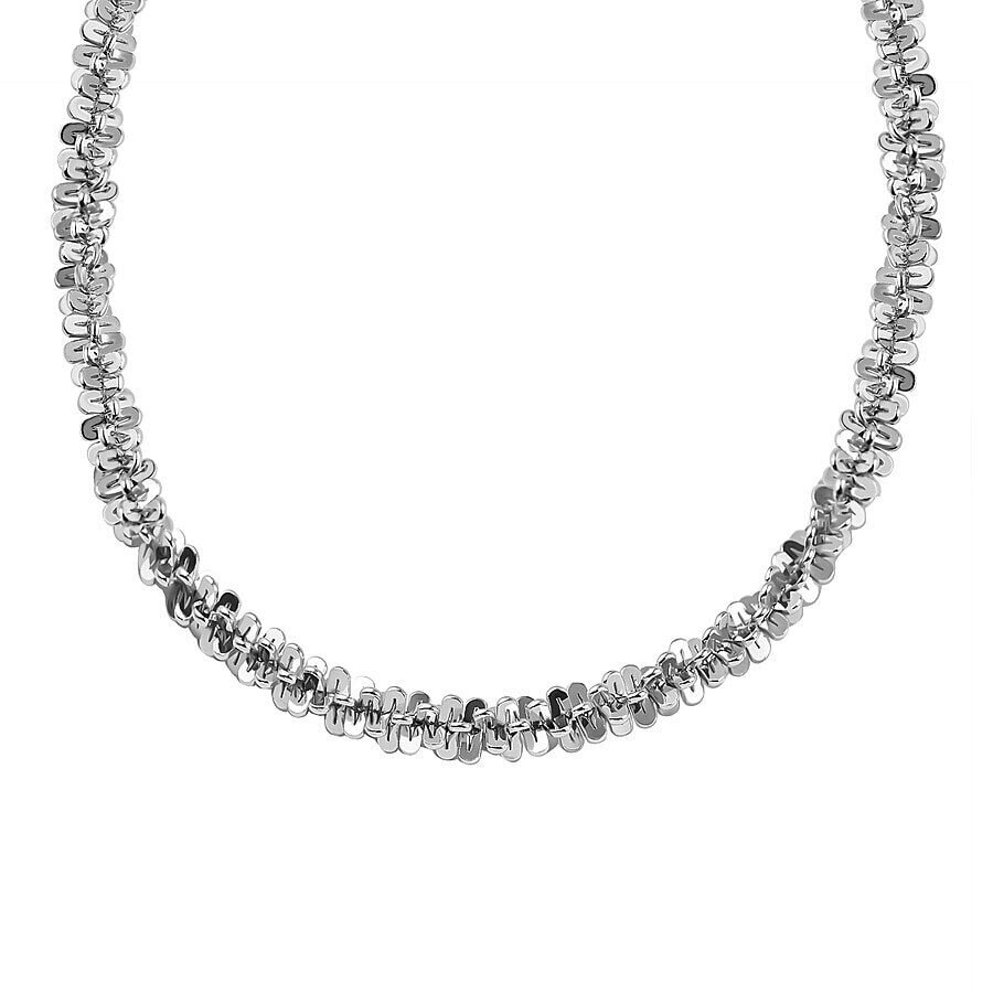 925 Sterling Silver Rhodium 2.50mm Twisted Rock Sparkle Glitter Chain