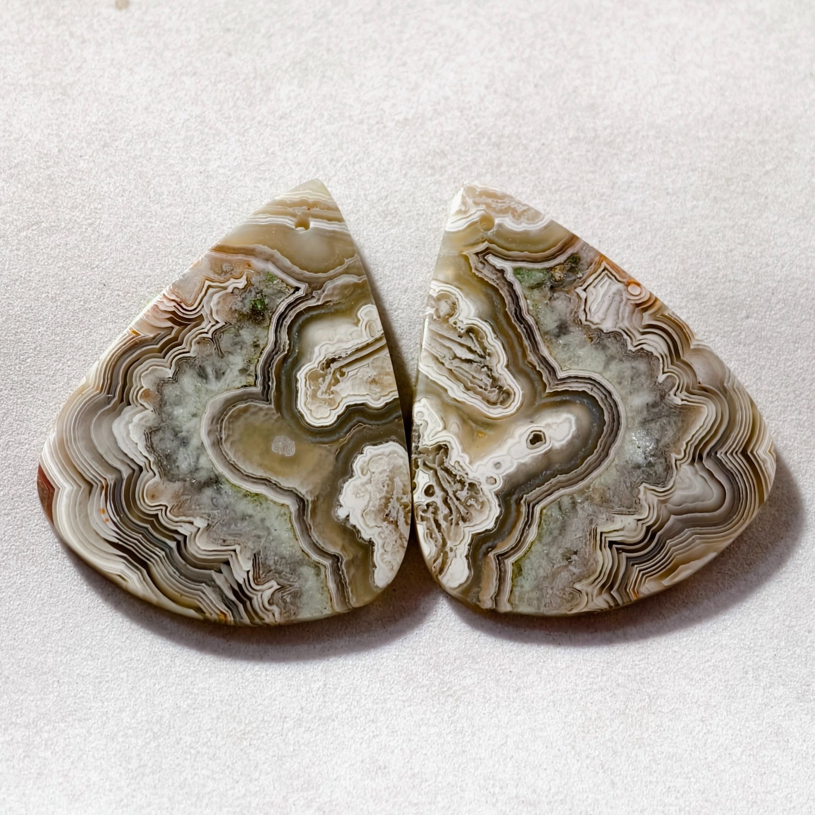 83 Cts Natural Crazy Lace Drilled Match Pair Cabochon Gemstone 40 X 32 MM
