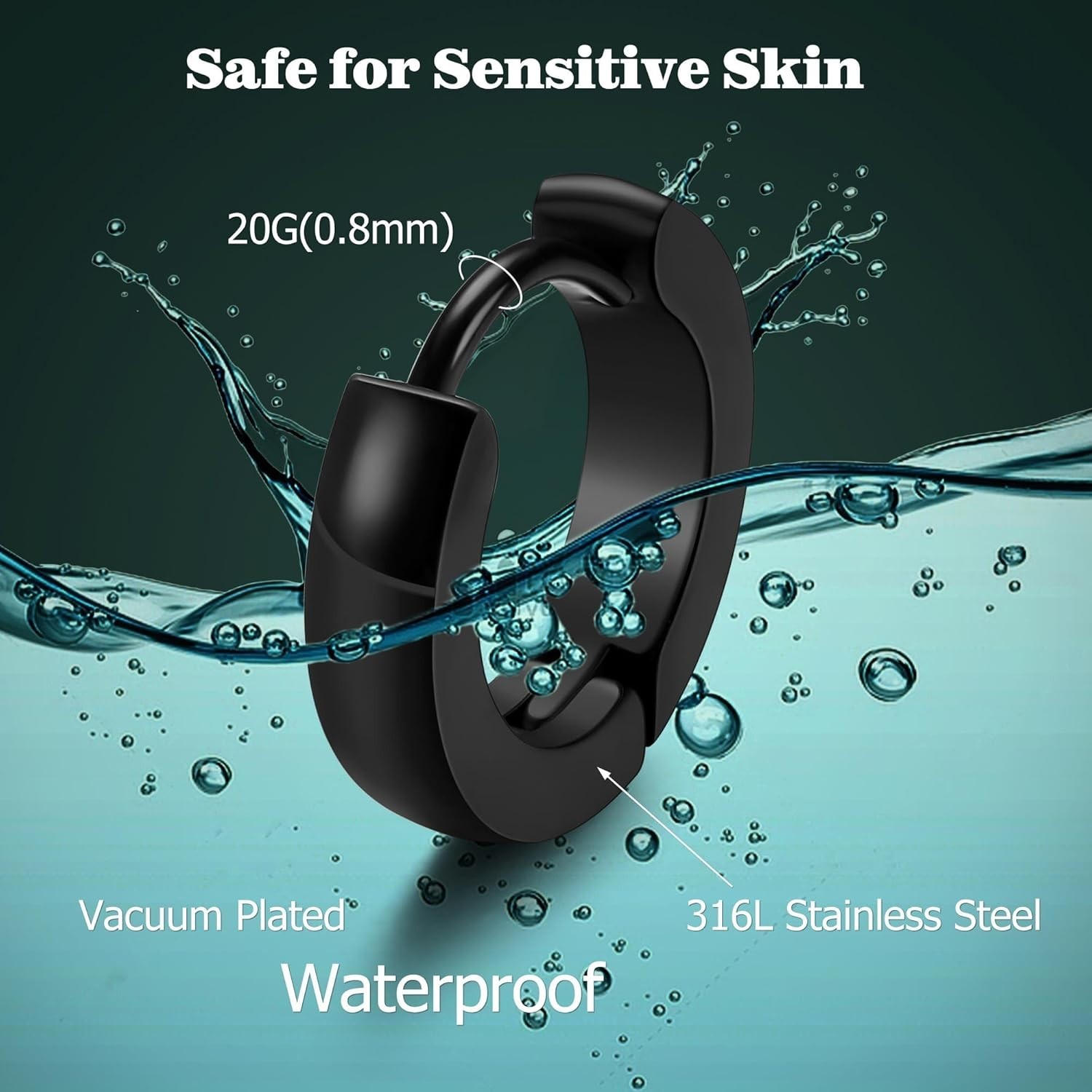 Hypoallergenic Small Hoop Earrings for Men Women 316L Surgical Stainless Stee…