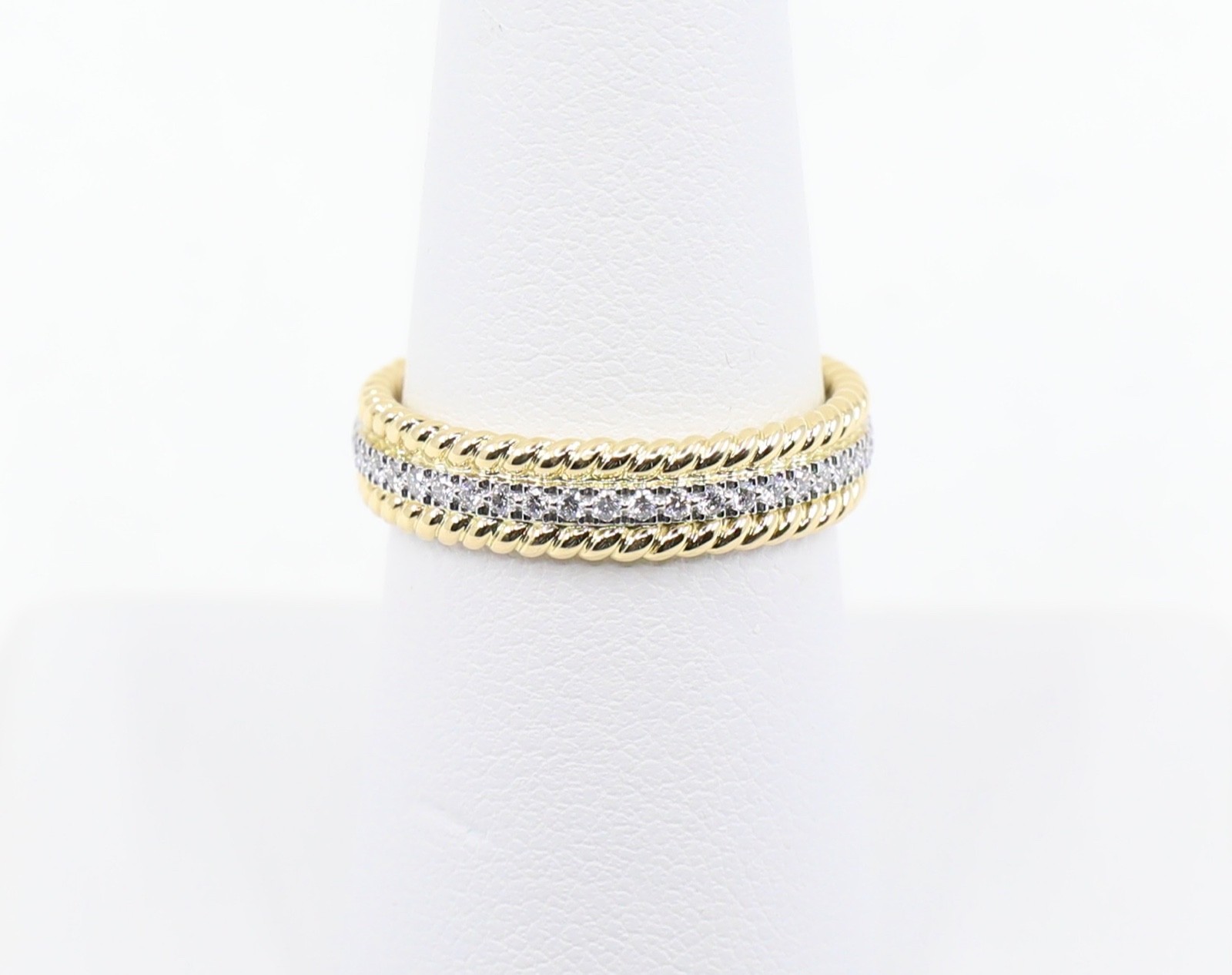 Tiffany & Co. Schlumberger Rope Two-Row Diamond Ring Gold & PT Sz 5 and 6.5