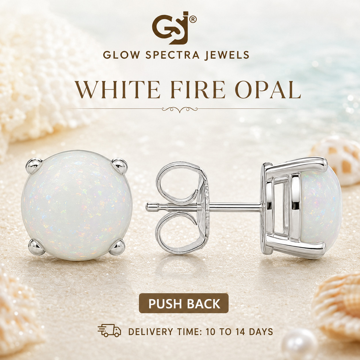 2CT Solitaire Lab Created Fir Opal Stud Erring 925 Silver 14k White Gold Plated
