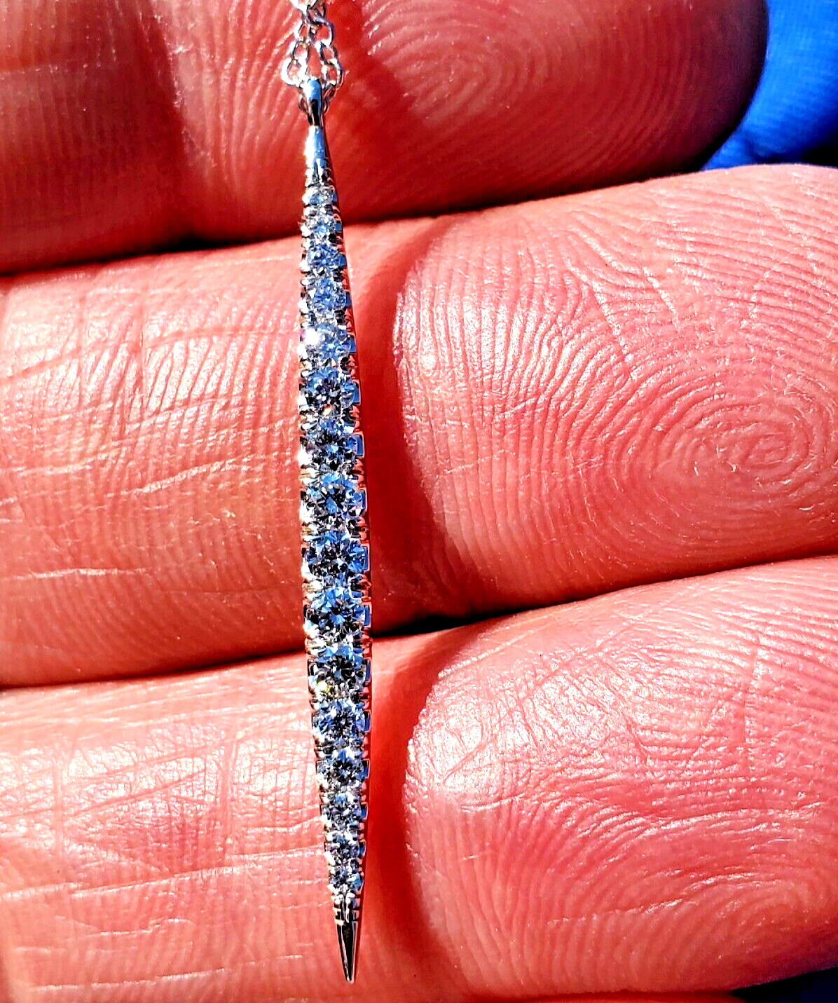 ORIGINAL Gabriel & Co DIAMOND Slice Necklace 18″ Inch Chain Solid 14K WHITE GOLD