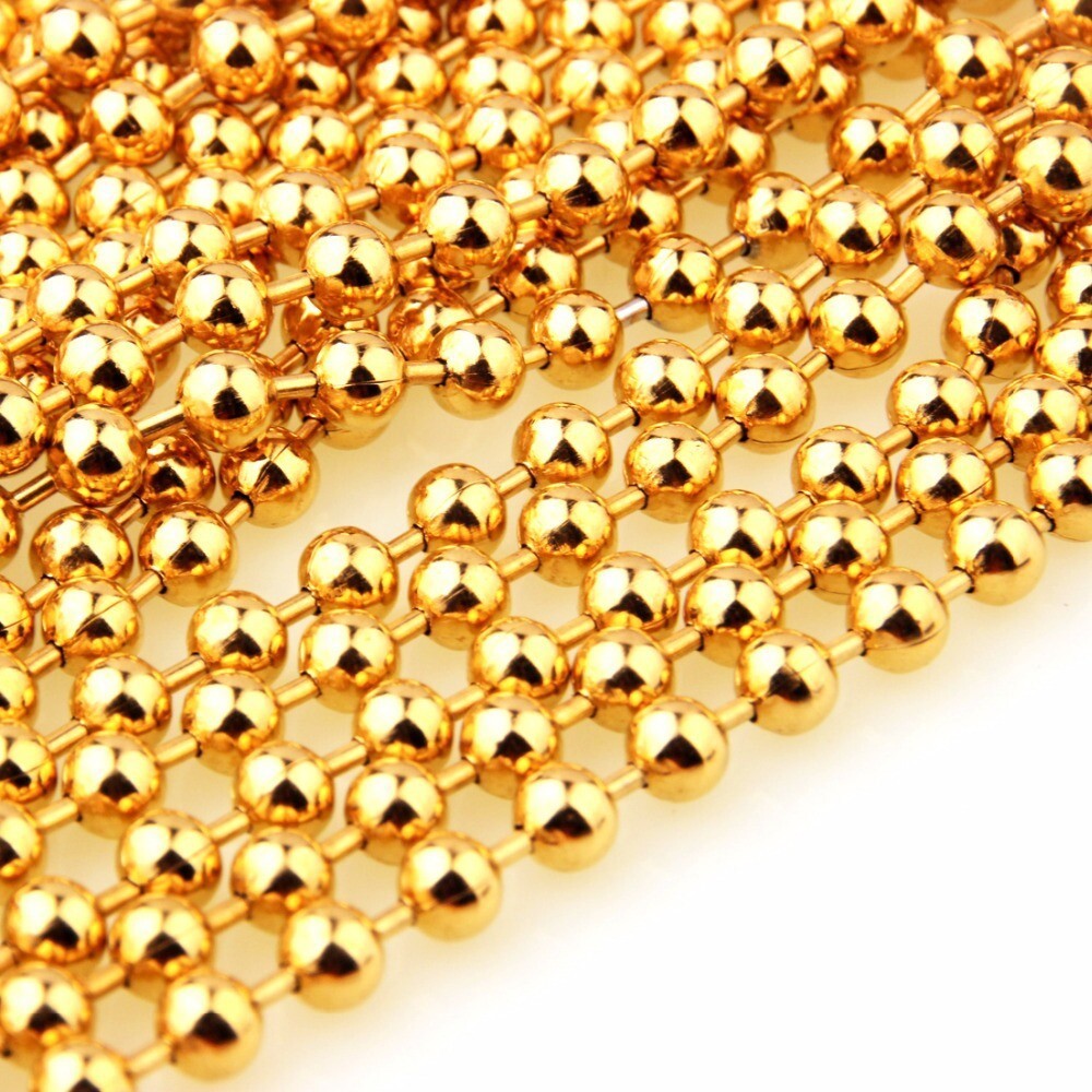 1.5-12mm Wholesale Stainless Steel Gold Bead Ball Chain Necklace Unisexs Link