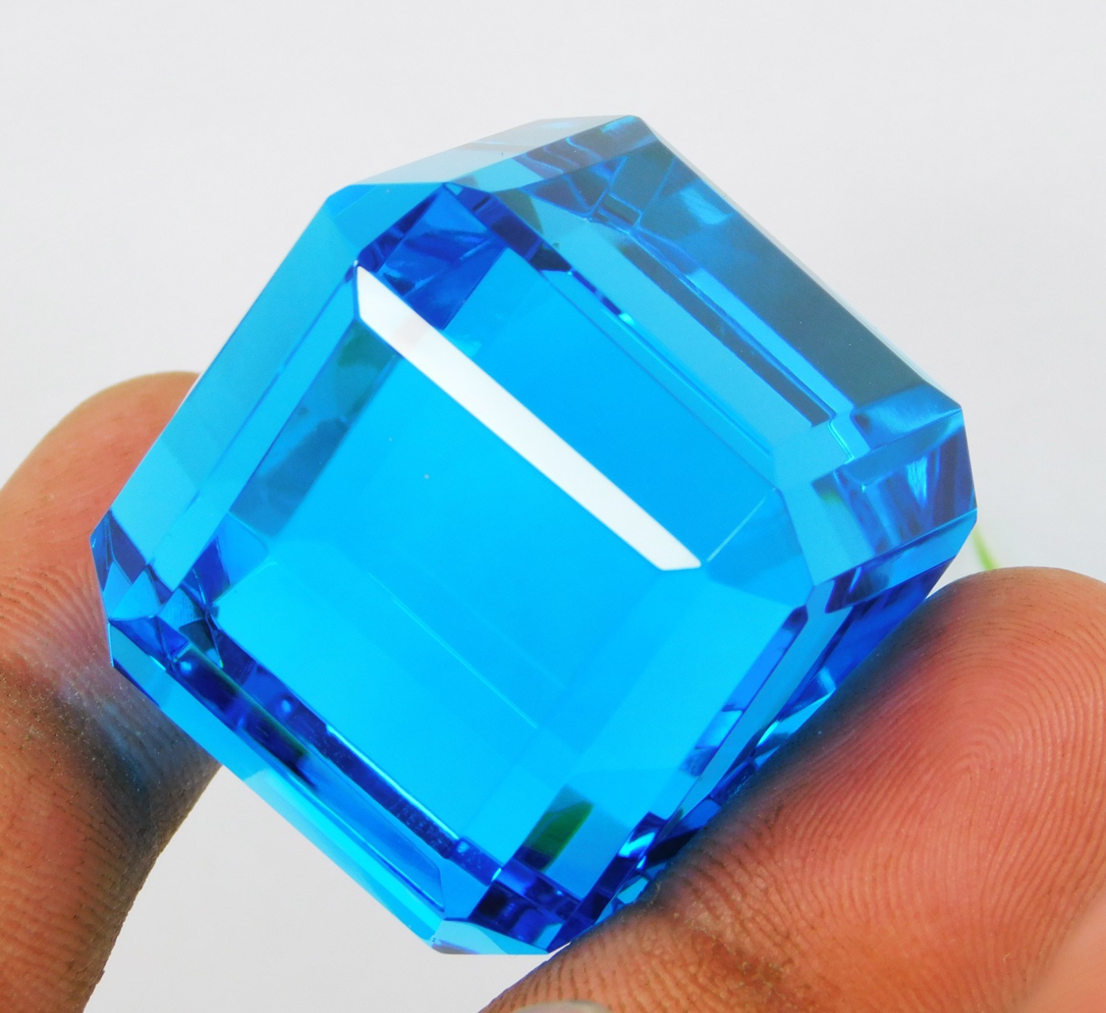 HUGE Natural 300.10 Ct Cube Cut Sky Blue Topaz Certified Loose Gemstone