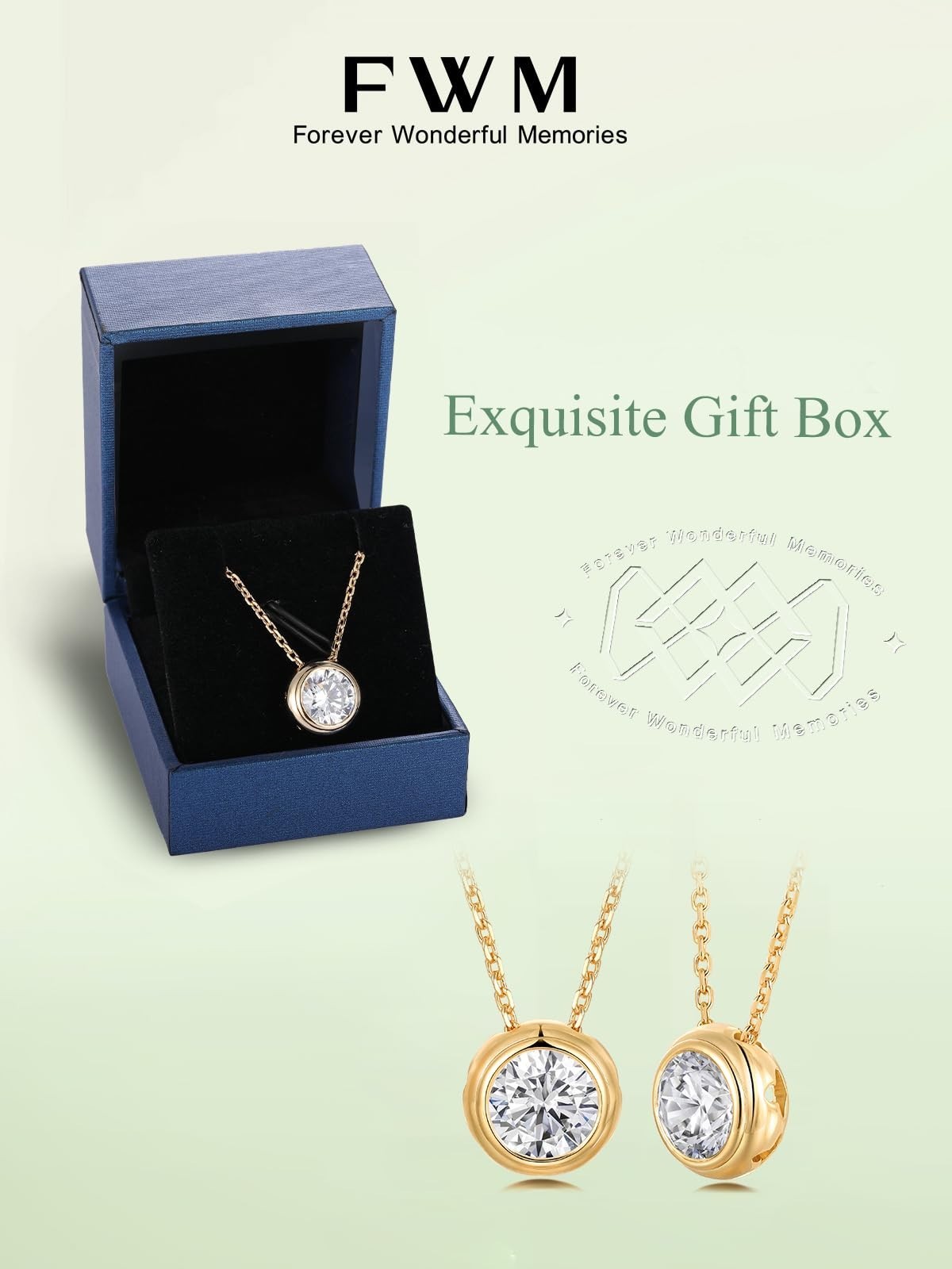 5A Cubic Zirconia Simulated Emerald Bezel Necklace for Women, Adjustable Chain 1