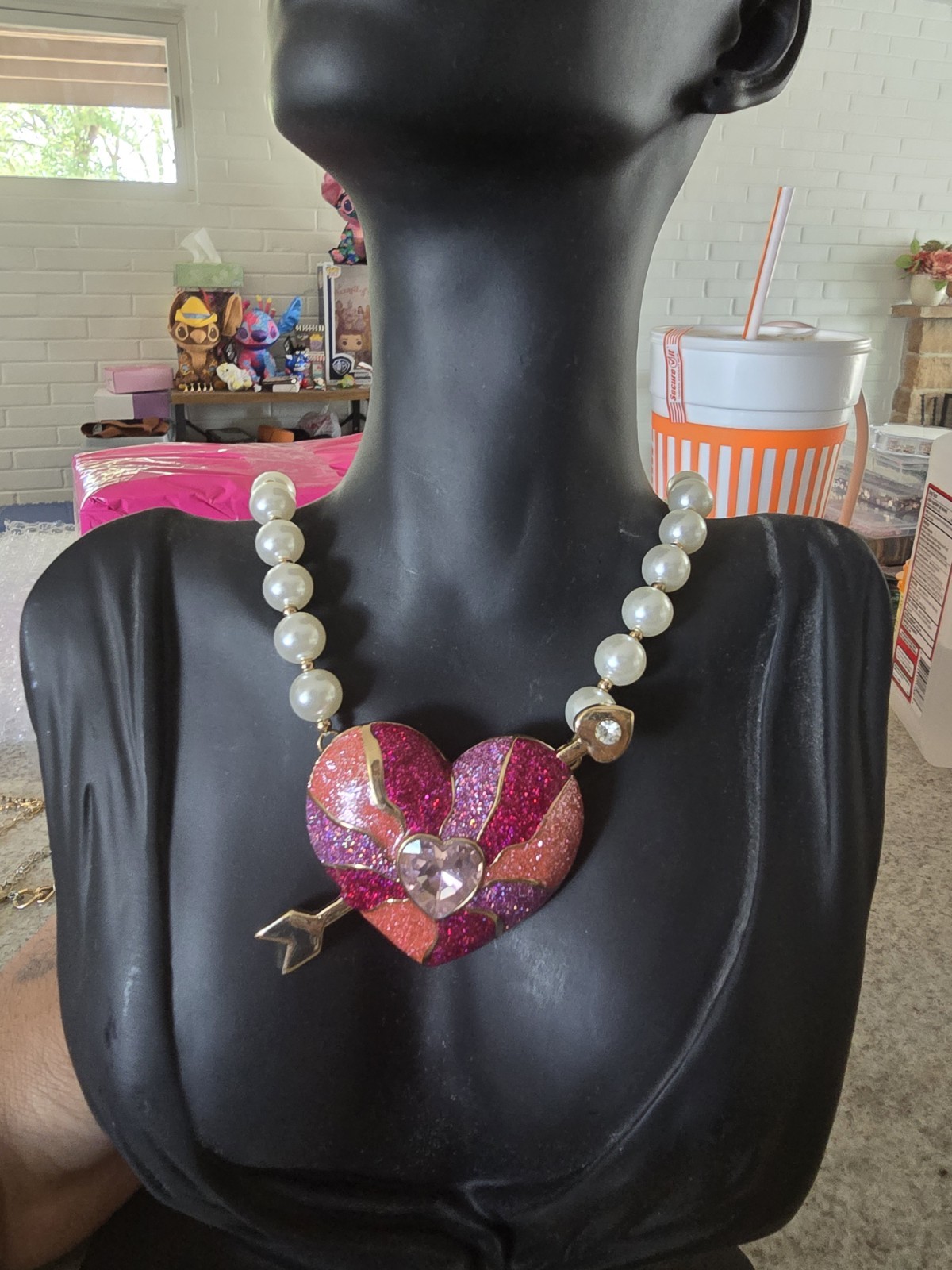 Betsey JohnsonHeart Pendant Imitation Pearl Necklace