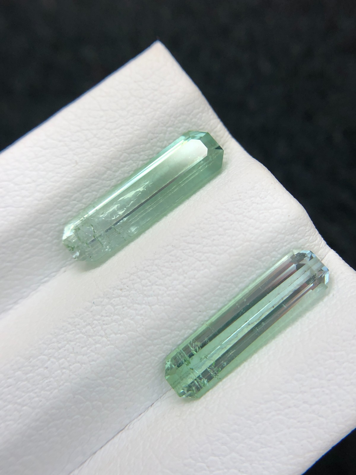 3.70 Ct Natural Seafoam Tourmaline Pair Long Emerald Cut Slightly Included