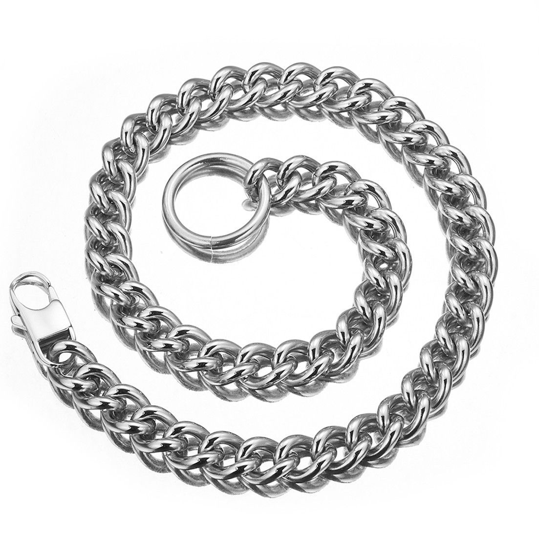 Women’s Sexy Necklace Silver Tone 9MM Curb Cuban Chain Stainless Steel Jewelry