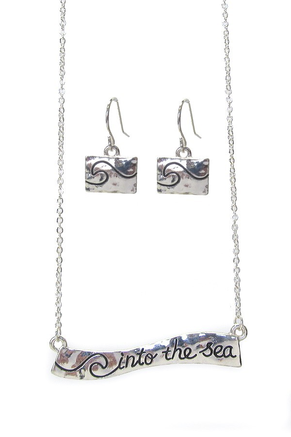 Beach Theme Sea Glass Pendant Necklace Silver Mixed Metals Earrings Sets Anklet