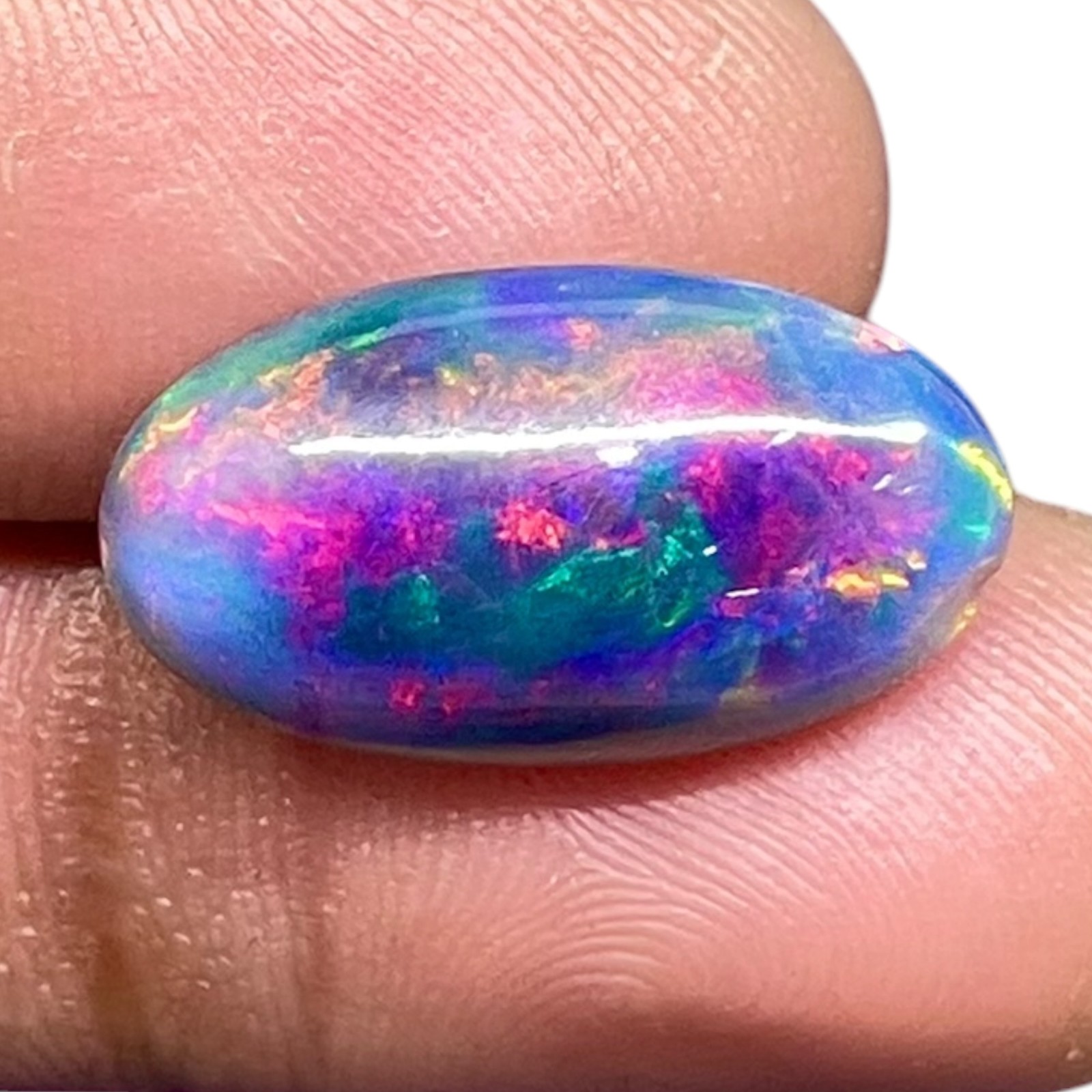 3.38 Cts Natural Black Opal 18x10mm Oval Cabochon Multi Fire Loose Gemstone