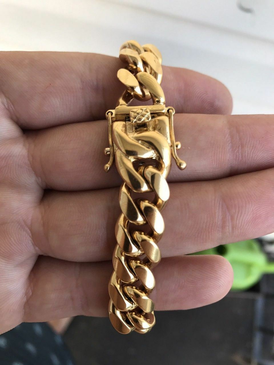 12mm Men’s Miami Cuban Link Bracelet & Chain Set 18k Gold Plated Stainless Steel
