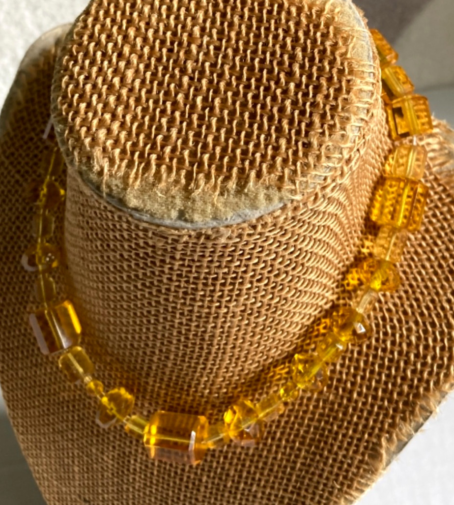Antique 1930’s ART DECO Czech Glass Faceted Beads CUBES 16″