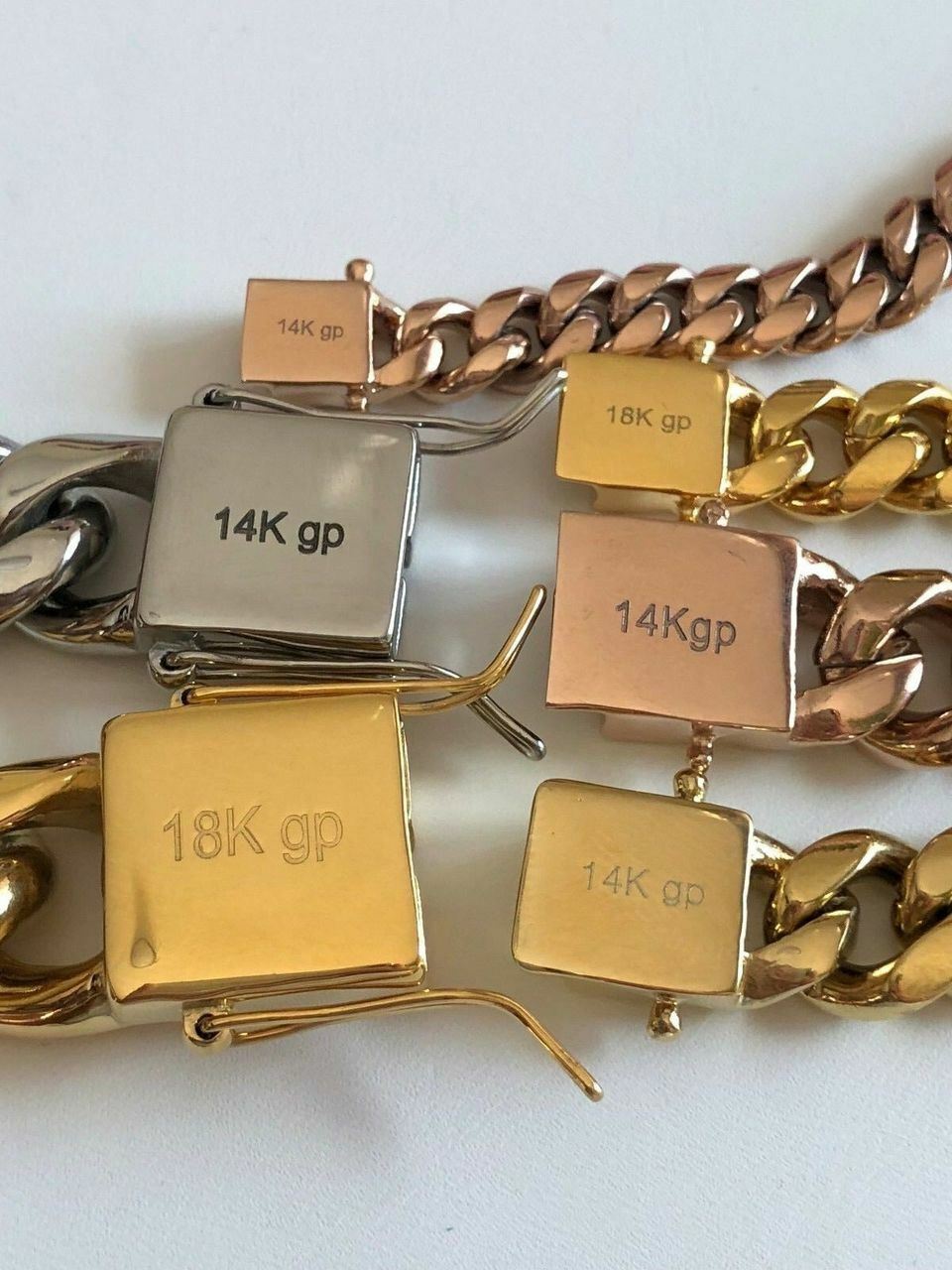 Miami Cuban Link Bracelet 14k 18k Yellow Rose Silver Gold Plated Stainless Steel