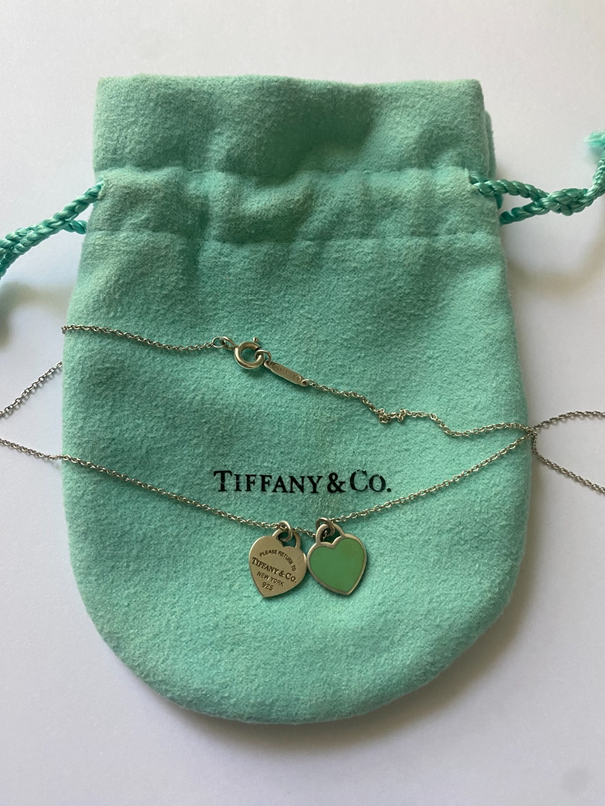 Authentic Tiffany & Co Double Hearts Necklace, Silver, 44cm, vintage