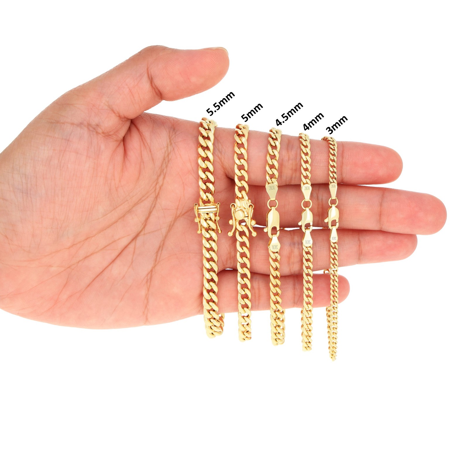 10K Yellow Gold 3mm-13mm Miami Cuban Link Chain Bracelet Men Women 7″ 7.5″ 8″ 9″