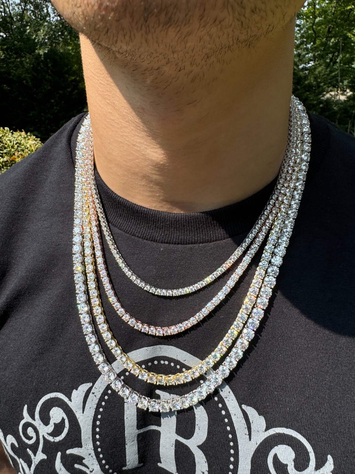 Tennis Chain Real SOLID 925 Sterling Silver CZ ICED Necklace Chain Hip Hop