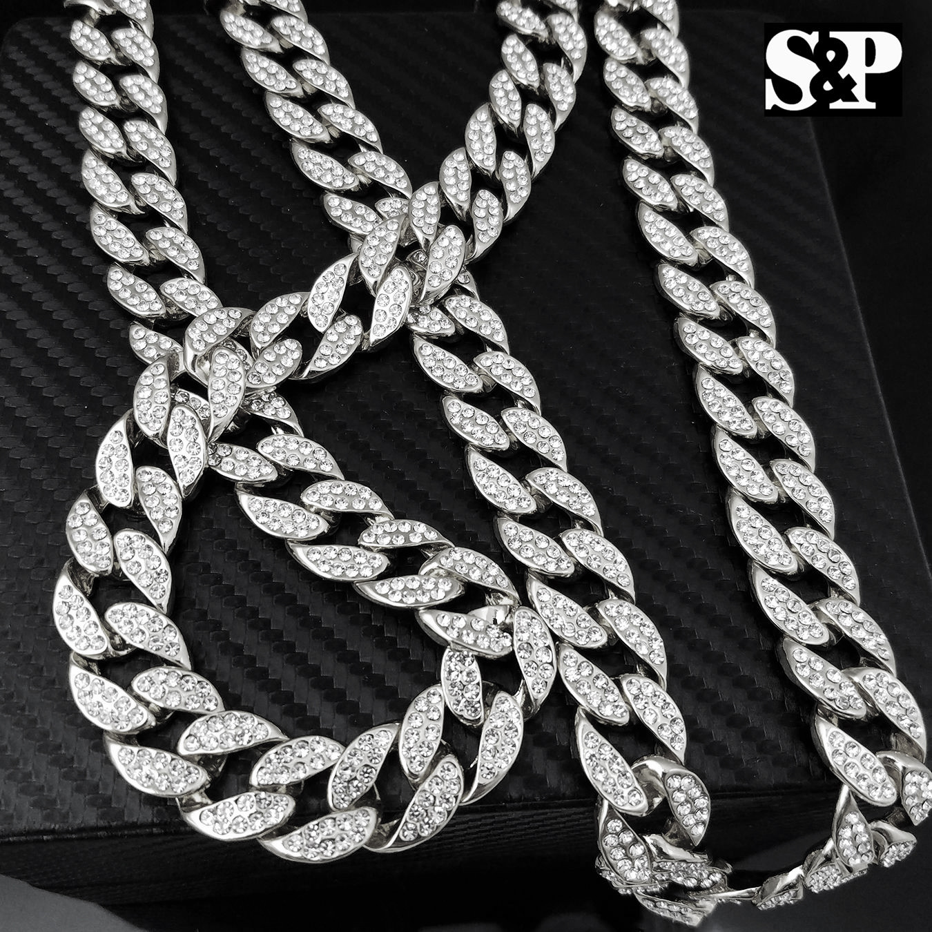 Hip Hop Quavo Full Iced 16″,18″, 24″, 30″ Miami Choker Cuban Link Bling Necklace