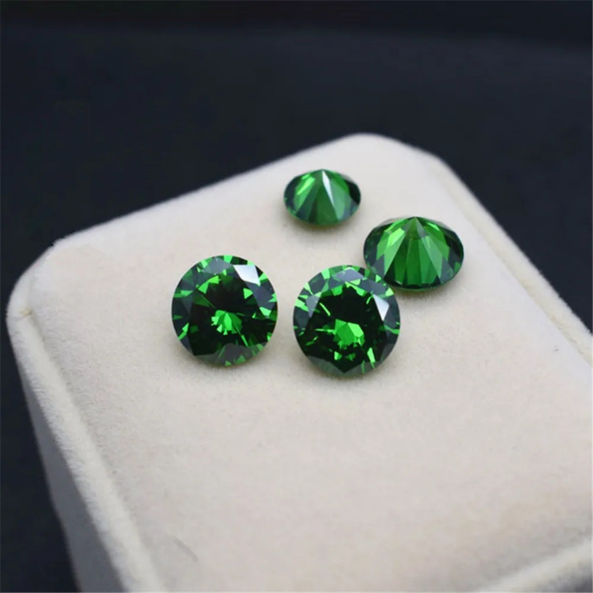 Emerald Round Faceted Gemstone Brilliant Cut Medium Green Emerald Gem