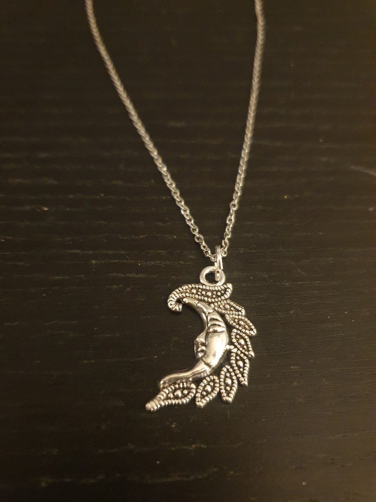 Silver Half Moon Pendant and Necklace! FREE SHIPPING IN USA!
