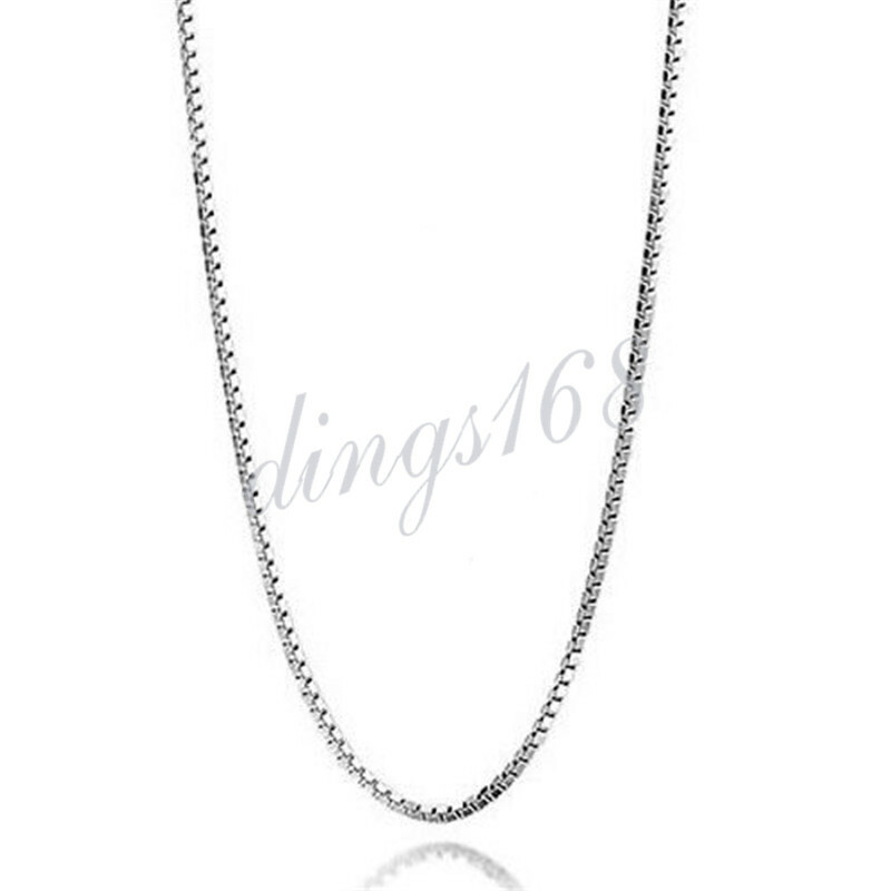 Solid 925 Sterling Silver 16/18/20/22/24/26/28/30/32″ Italian Box Chain Necklace