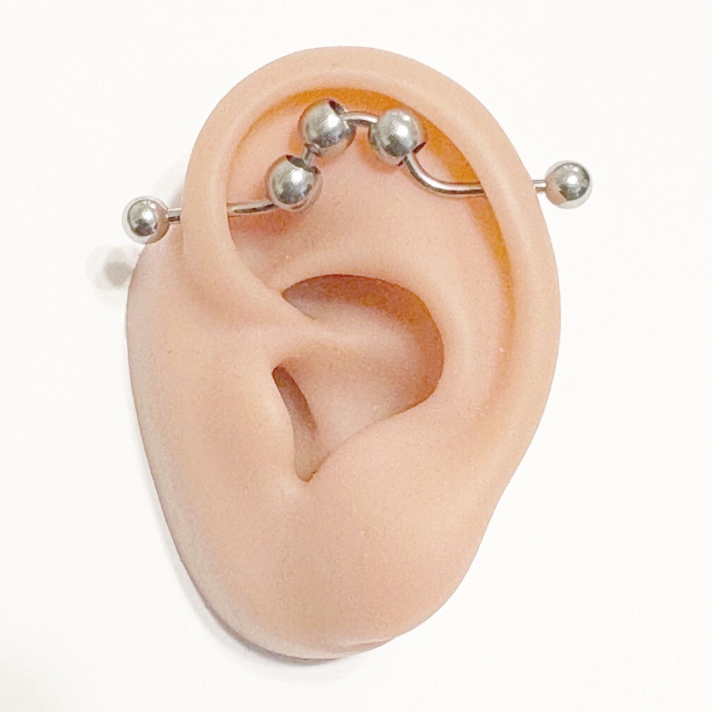 3 Balls DIP Style INDUSTRIAL BARBELL 316L Surgical Steel 14g 1-1/2″ Length.