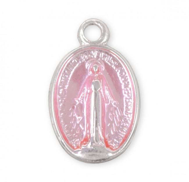 .925 Sterling Silver Oval Miraculous Medal Pendant Necklace, 18″ Chain USA Made