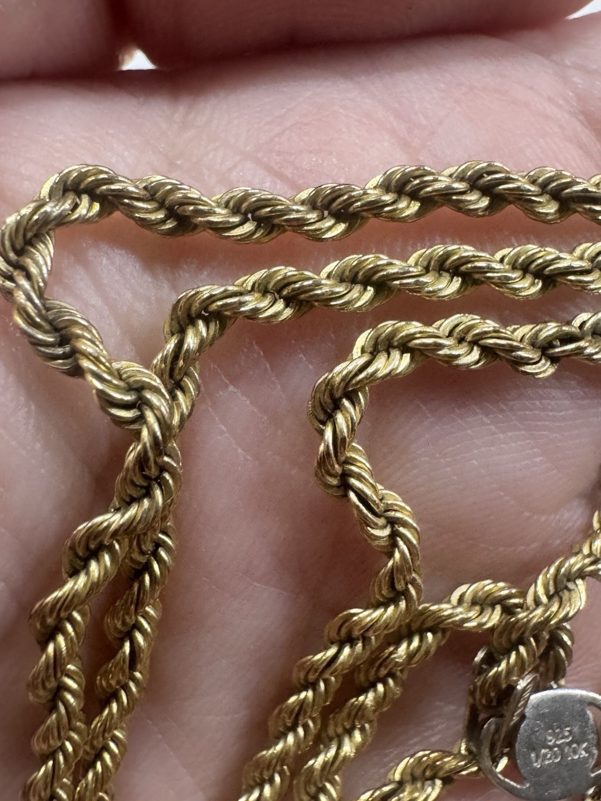 925 1/20 10K Stamped Rope Chain Signed Peru AU 20” Chain Necklace