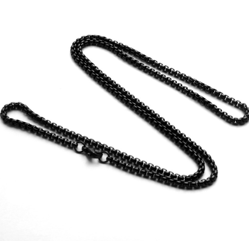Women Men Black Gold Silver Stainless Steel 2mm Round Box Chain Necklace 12-32″