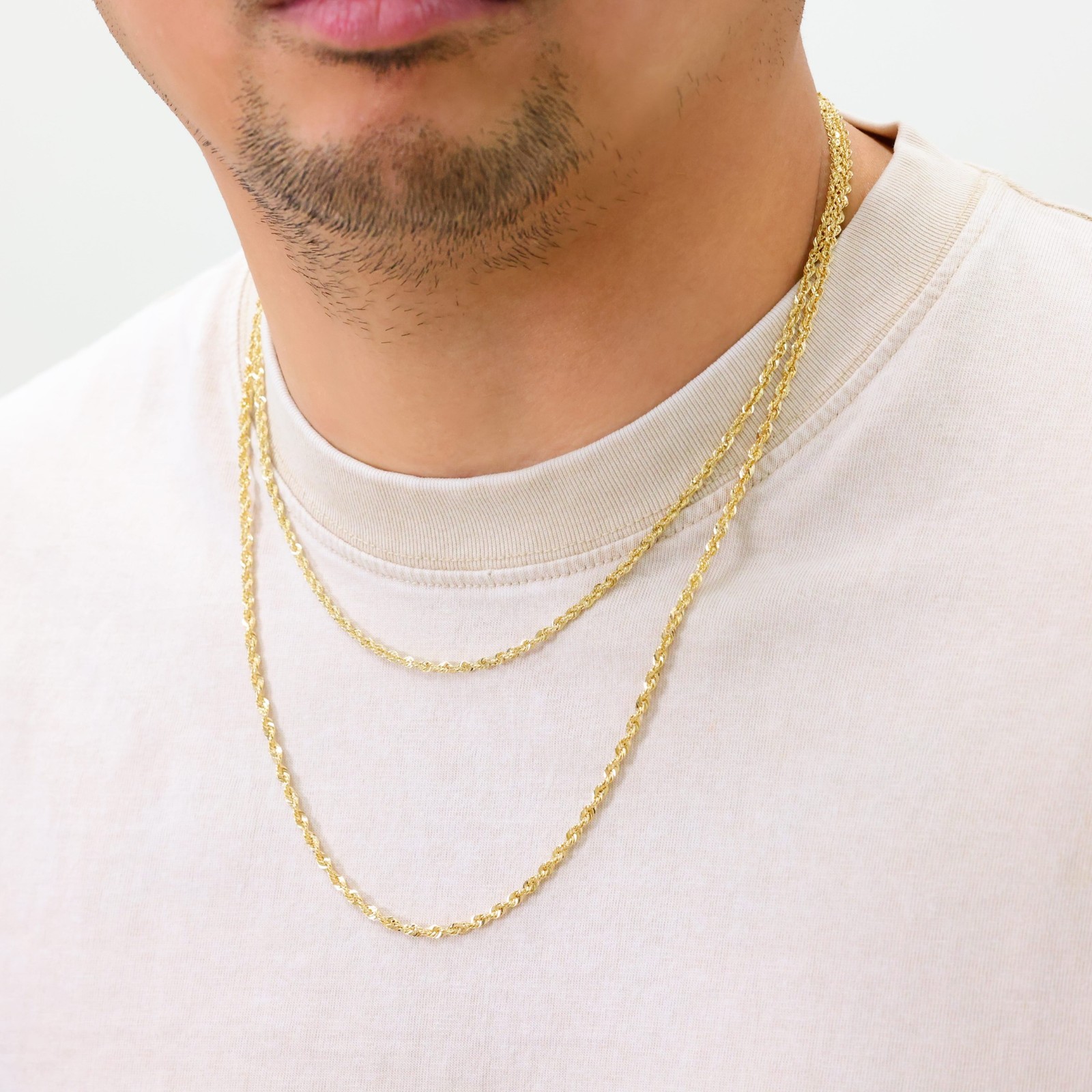 10K Yellow Gold 3mm Rope Chain Laser Diamond Cut Necklace Mens Womens 16″- 30″