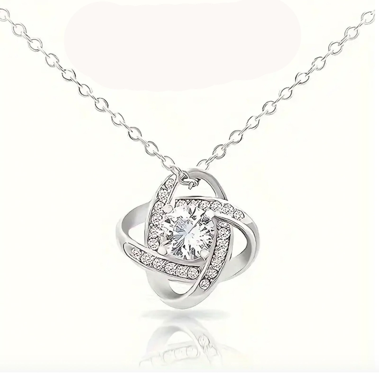 Love Knot Moissanite Elegant Design Fashion Pendant 925 Sterling Silver Necklace
