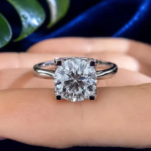5Ct Round-Cut EF/VS1 Lab Grown Diamond Bezel Engagement Ring PT950 Platinum Gold