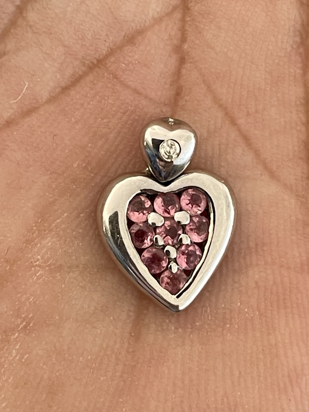 14KT White Gold 0.25CT Rubellite & 0.015CT Diamond Heart Pendant (F14)