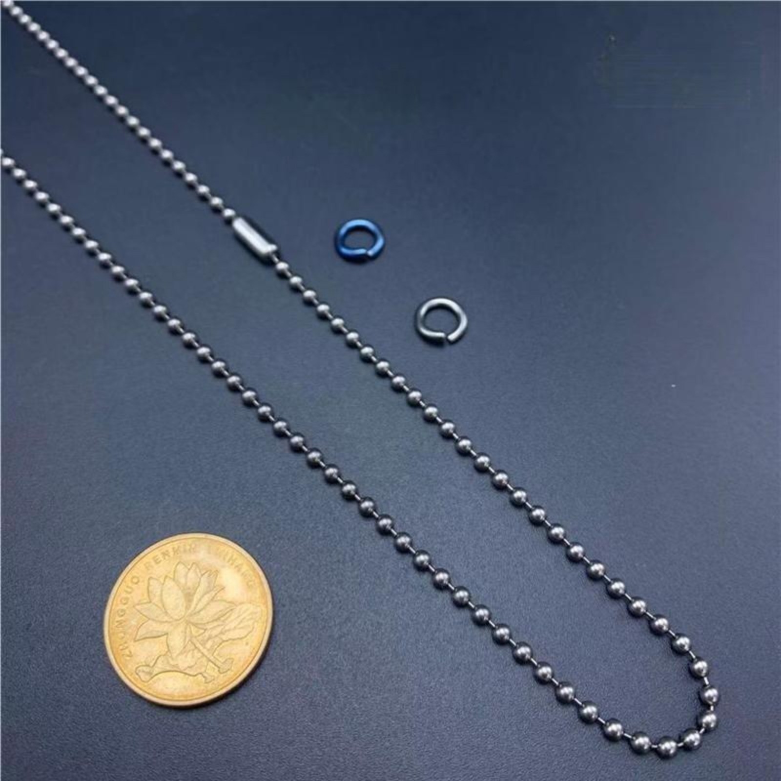 2mm 2.4mm 3mm 4mm Titanium Ball Beads Chain Necklace Anti-allergy 25.6” Stylish