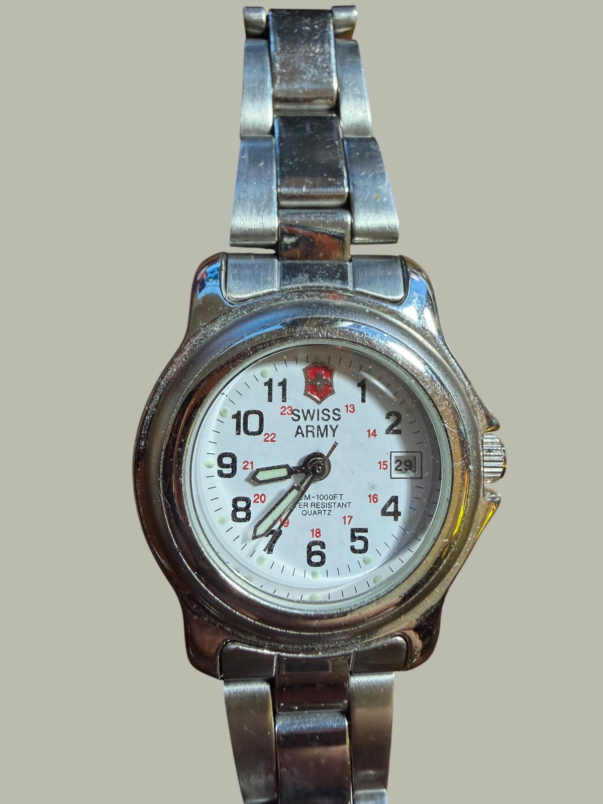 Swiss Army Women’s Stainless Steel Quartz Watch White Dial Date 100M Water