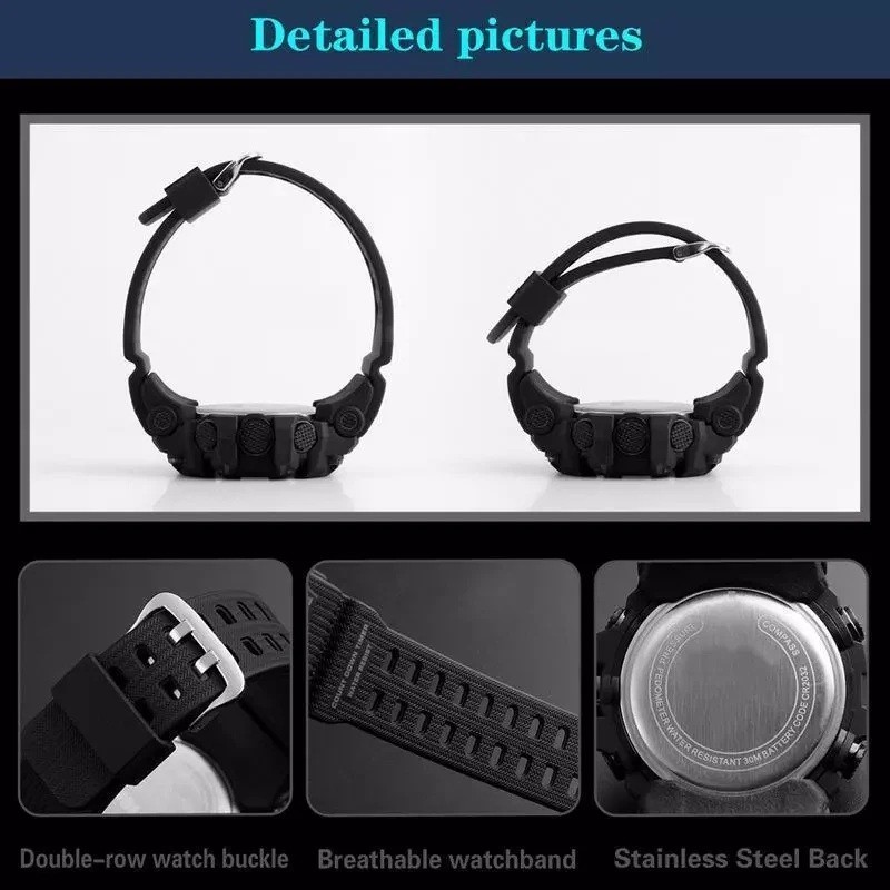 Men Waterproof Digital Sports Watch Military Tactical LED Backlight Wristwatch