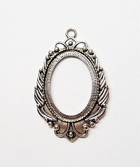 4 of 40x30mm Antique Silver Victorian Deco Beaded Laurel Wreath Pendant Settings