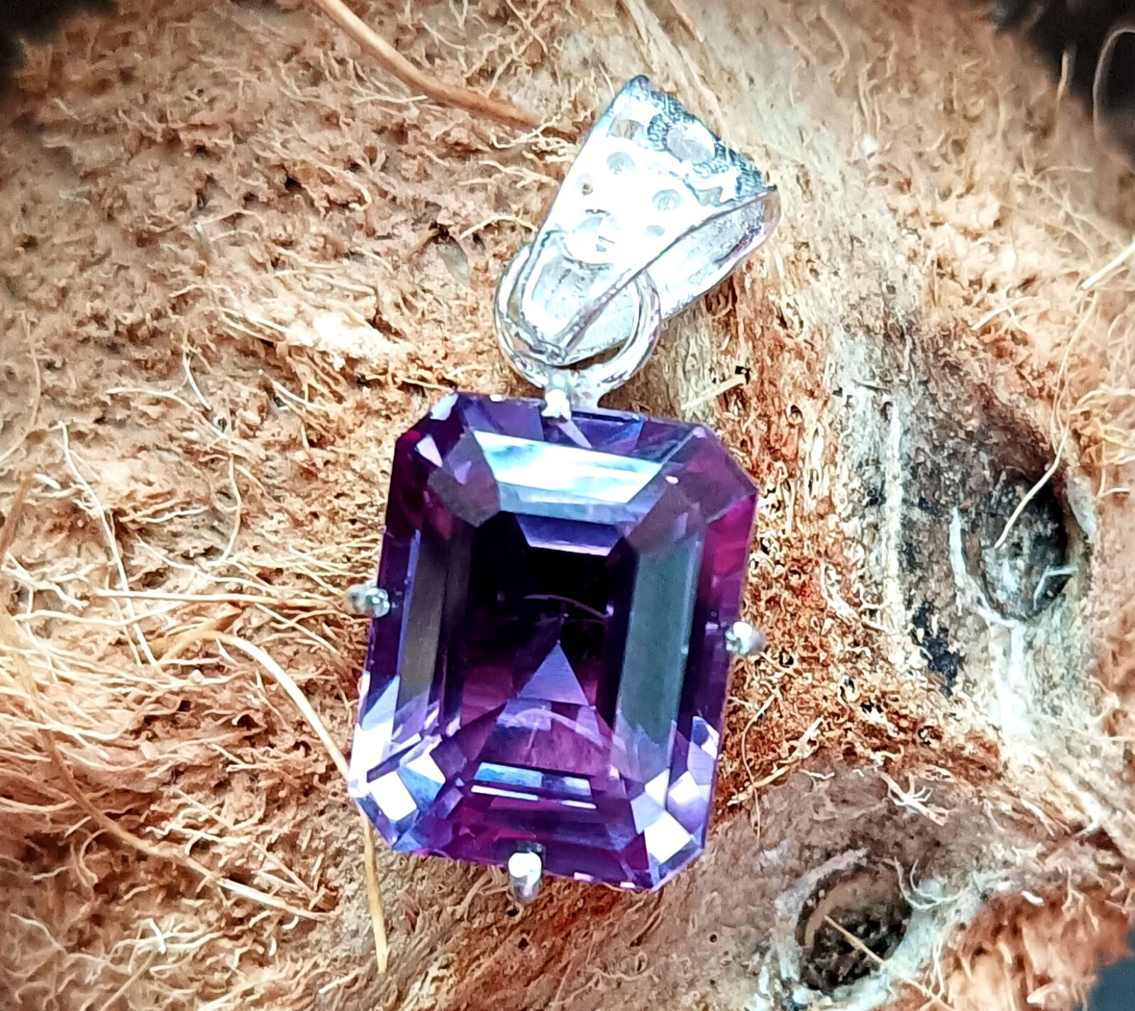 Natural Alexandrite Pendant Bi-Color Gemston,925 Sterling Silver Pendant 36.60Ct