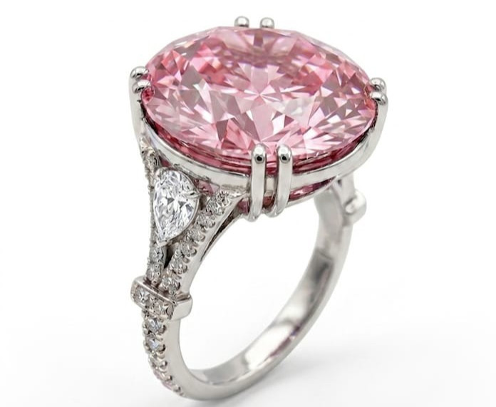 RARE 5.00 Ct Certified Round Cut Pink Natural Diamond Ring White Gold Finish